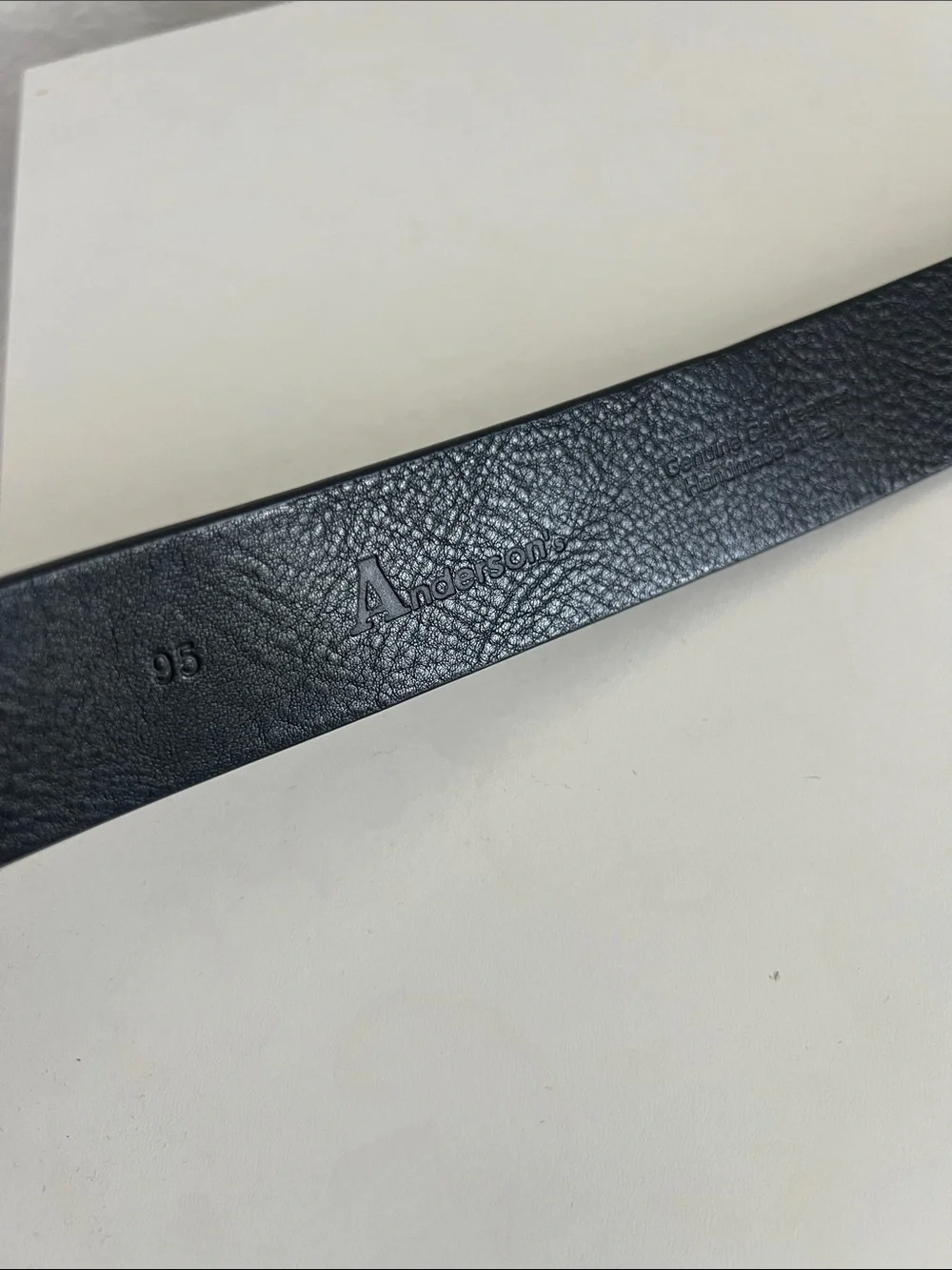 Anderson's Black Leather Belt with Gold Oval Buckle - Size 95 / 38